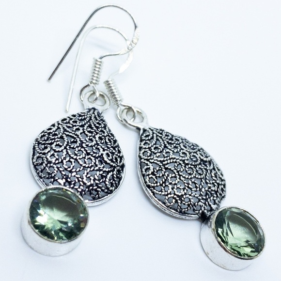 Green Amethyst Sterling Silver Earrings - Picture 12 of 15